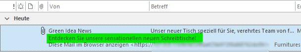 Anzeige des Preheaders in Outlook