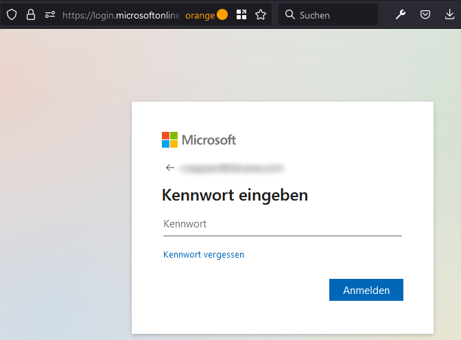Microsoft 365 Authentifizierungs-Screen