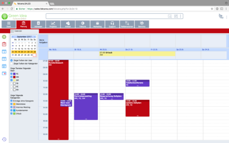 Ressourcenplanung-Software: Kalender-Aufgaben in unterschiedlichen Farben